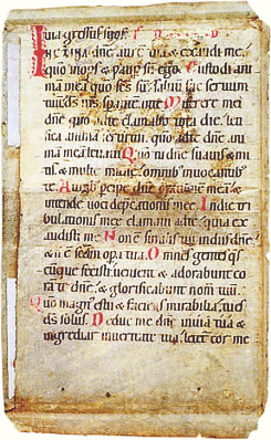 Pergament-Fragment Schluss von Psalm 84