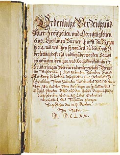 Urkundenbuch Regensberg, 1670 angelegt