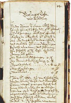 Eintrag im Kirchenurbar Weiningen, um 1675