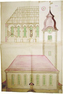 Plan zur Kircherweiterung Hinwil, um 1785