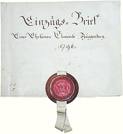 Einzugsbrief Hofstetten, 1796